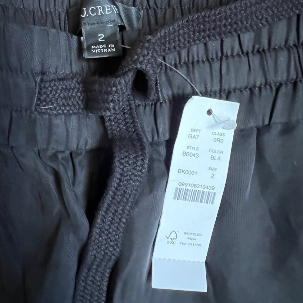 NWT J. Crew Black Cupro Elastic Waist Drawstring Joggers sz 2 - Picture 4 of 10